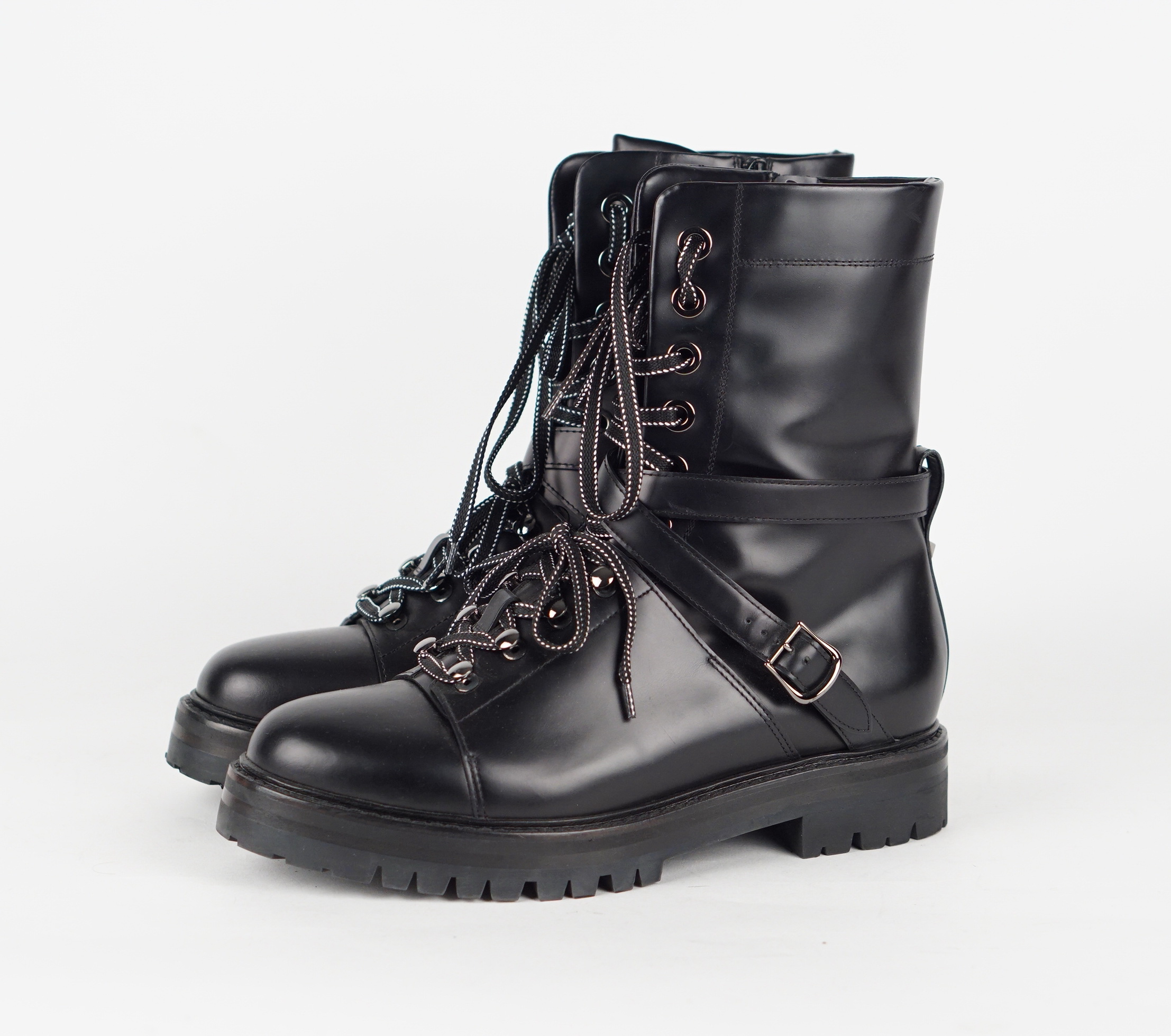 Rockstud Leather Combat Boots 