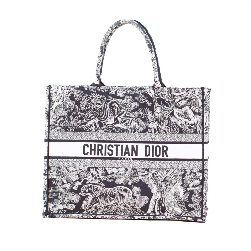 HENKELTASCHE - DIOR BOOK TOTE TOILE DE JOEY REVERSE BLAU ECRU