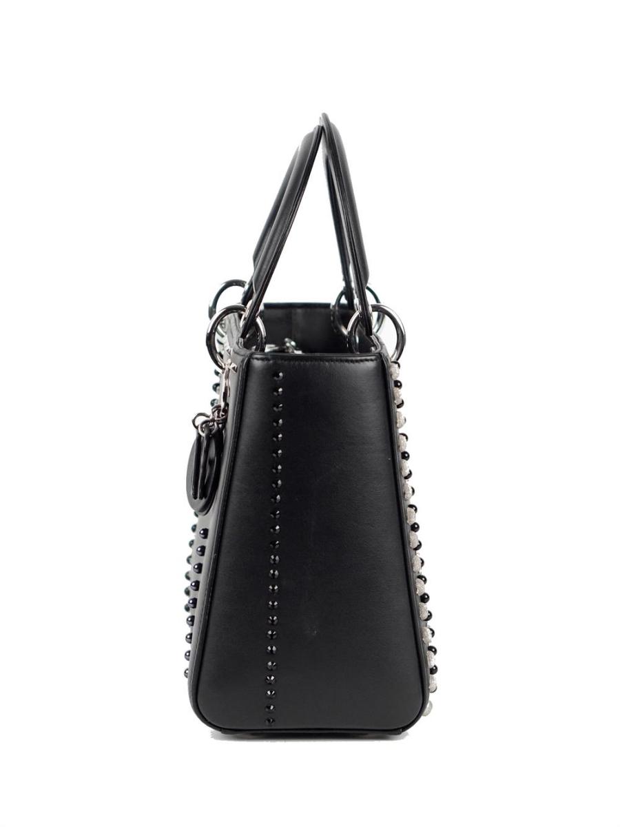HENKELTASCHE - CHRISTION DIOR LADY DIOR STUDS SCHWARZ MEDIUM