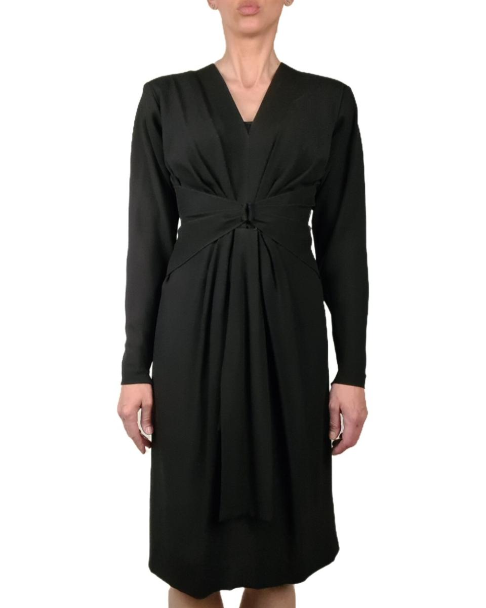 KLEIDER - SAINT LAURENT DRAPIERTES JERSEY KLEID SCHWARZ