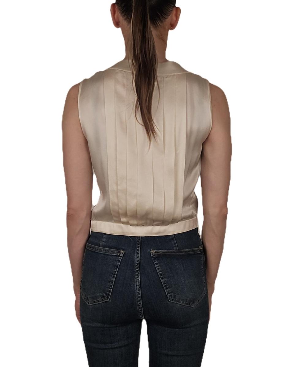 BLOUSES - CHANEL BOUTIQUE SILK SLEEVELESS BLOUSE BEIGE