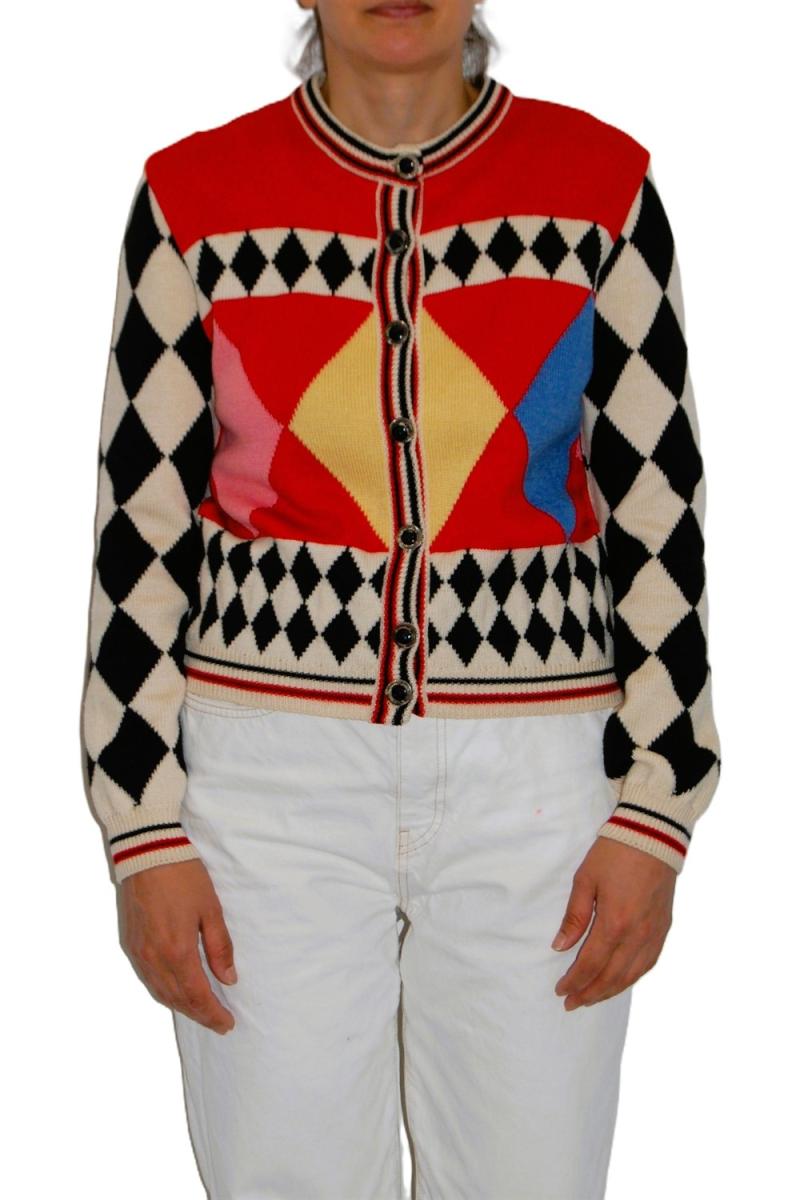 STRICKWAREN - GIANNI VERSACE HARLEQUIN DIAMOND KNIT CARDIGAN