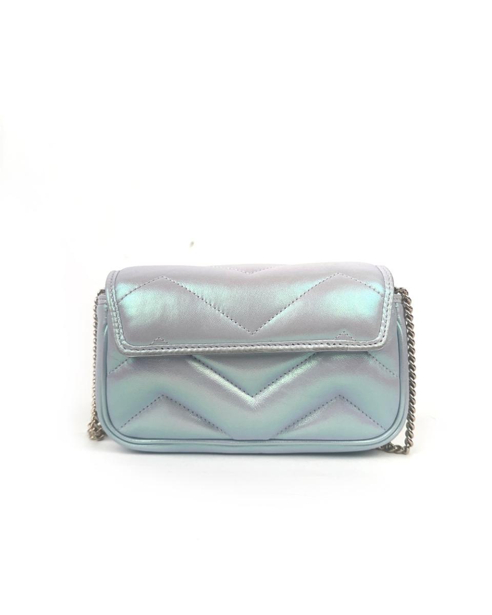 CROSSBODY & SHOULDERBAGS - GUCCI GG MARMONT MINI METALLIC BLUE