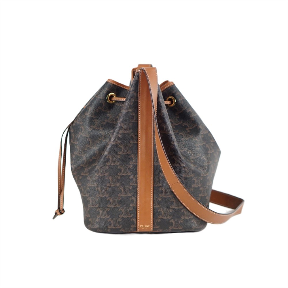 UMHÄNGE- & SCHULTERTASCHEN - CELINE TRIOMPHE BUCKET BAG TAN