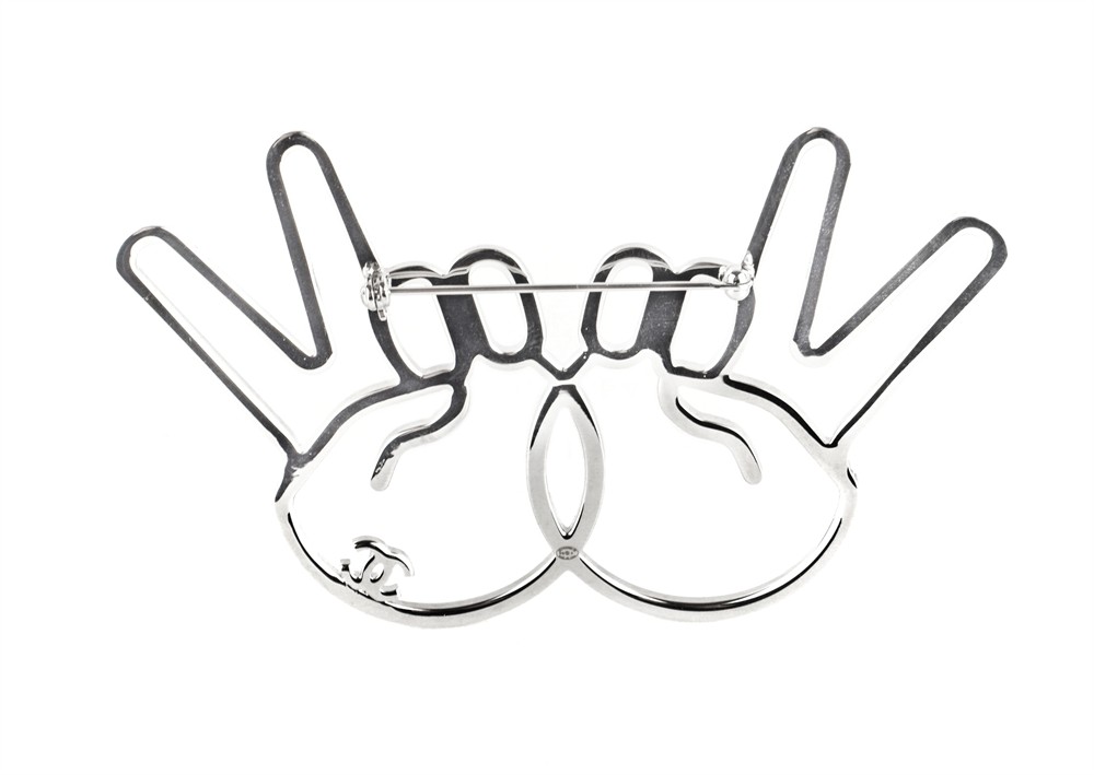 BROSCHE - CHANEL PEACE EMOJI SILBER MIT KRISTALLEN