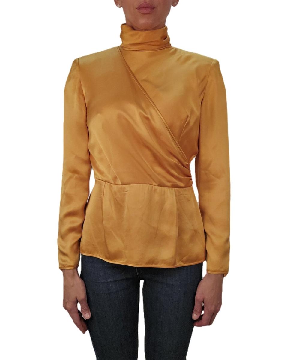 BLUSEN - VALENTINO BOUTIQUE DRAPIERTE SEIDENBLUSE GOLD