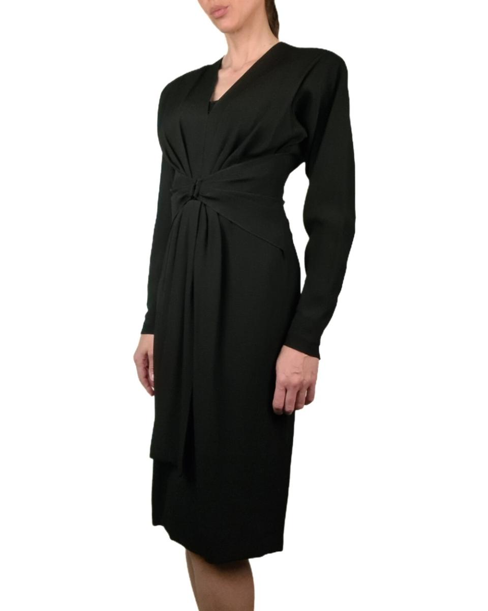 KLEIDER - SAINT LAURENT DRAPIERTES JERSEY KLEID SCHWARZ
