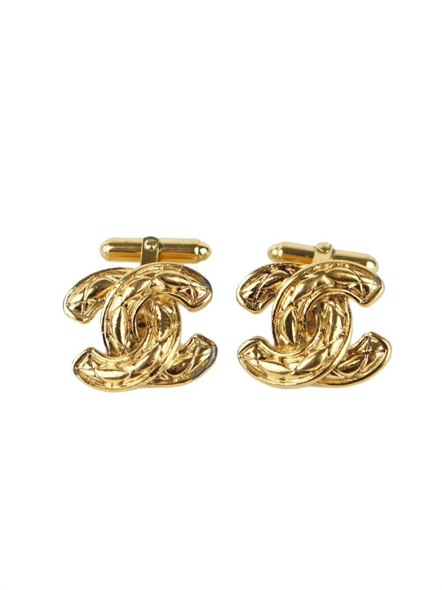 CUFFLINKS - CHANEL VINTAGE CC GOLD