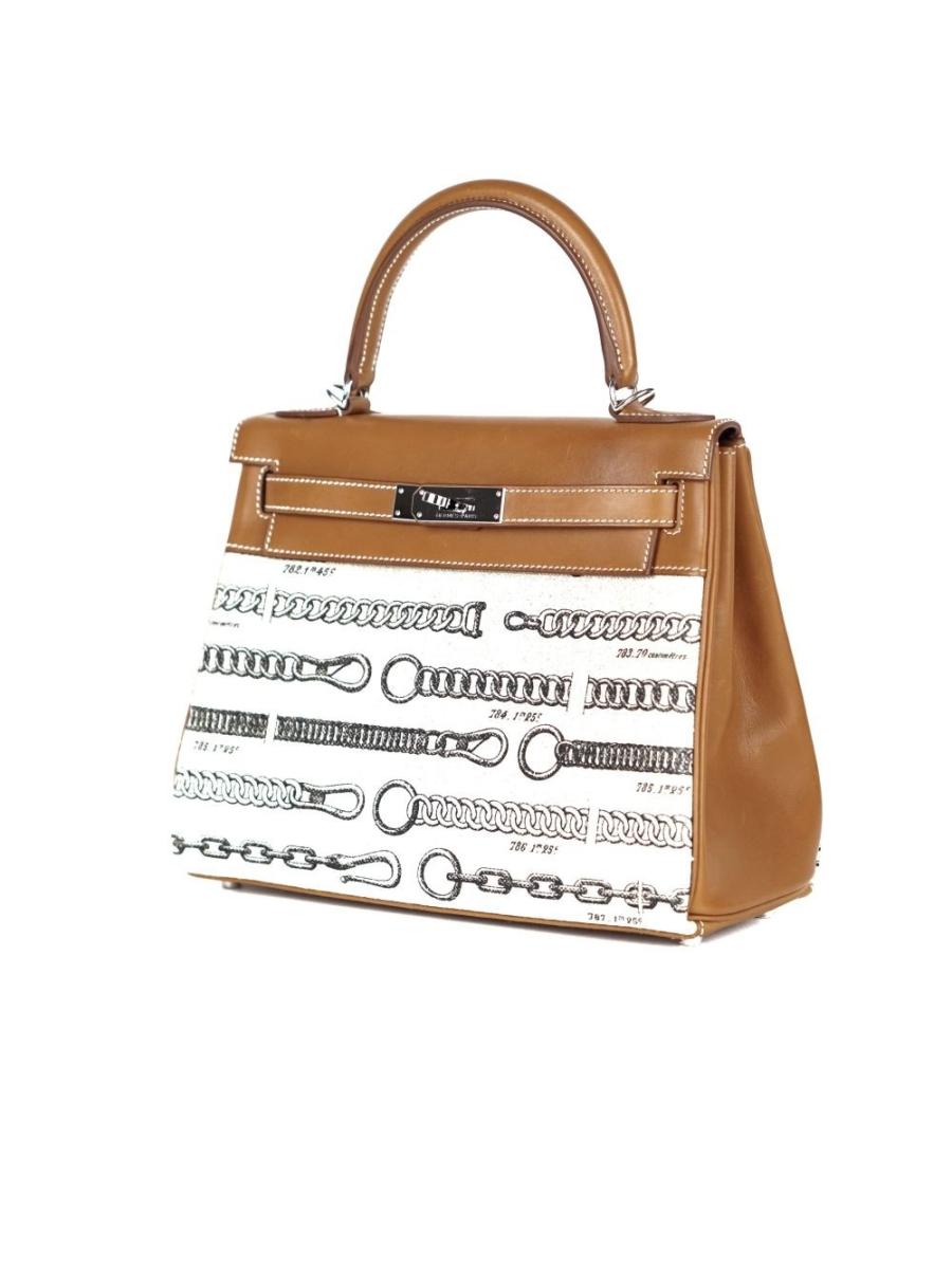 HENKELTASCHE - HERMÈS KELLY 28 RETOURNE DE CAMP VEAU PHW 2018
