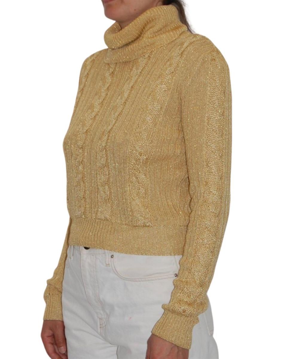PULLOVER - GIANNI VERSACE GOLD LUREX ROLLKRAGENPULLOVER