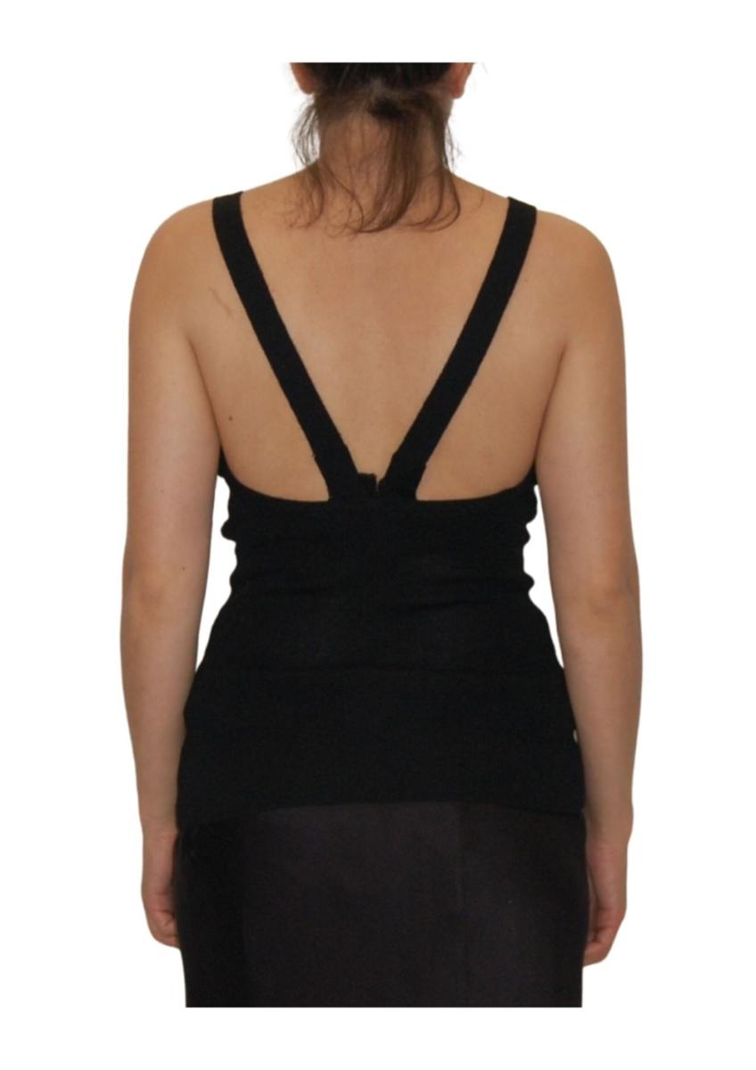 STRICKWAREN - YVES SAINT LAURENT RIVE GAUCHE RÜSCHEN TOP SCHWARZ