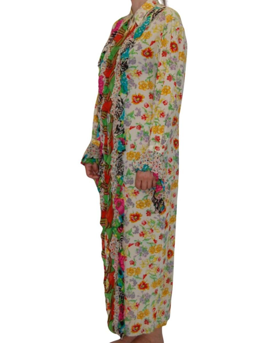 KLEIDER - GIANNI VERSACE COUTURE GEBLÜMTES SEIDENKLEID