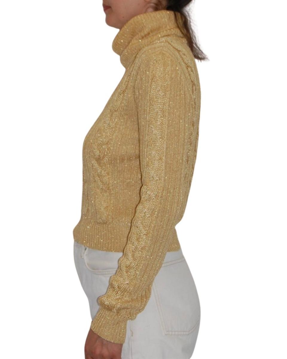 PULLOVER - GIANNI VERSACE GOLD LUREX ROLLKRAGENPULLOVER