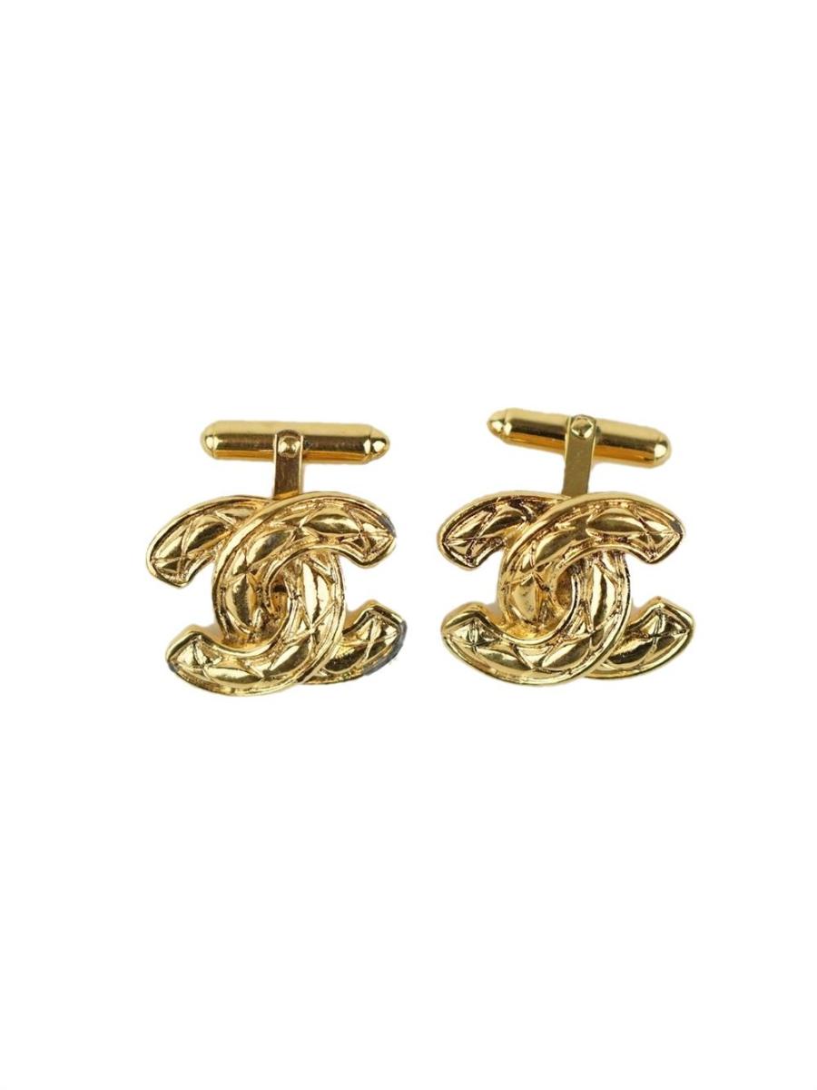 CUFFLINKS - CHANEL VINTAGE CC GOLD