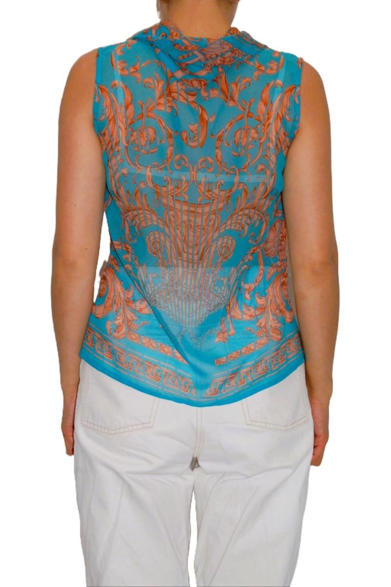 BLUSEN - VERSACE BAROQUE ÄRMELLOSE SEIDEN BLUSE