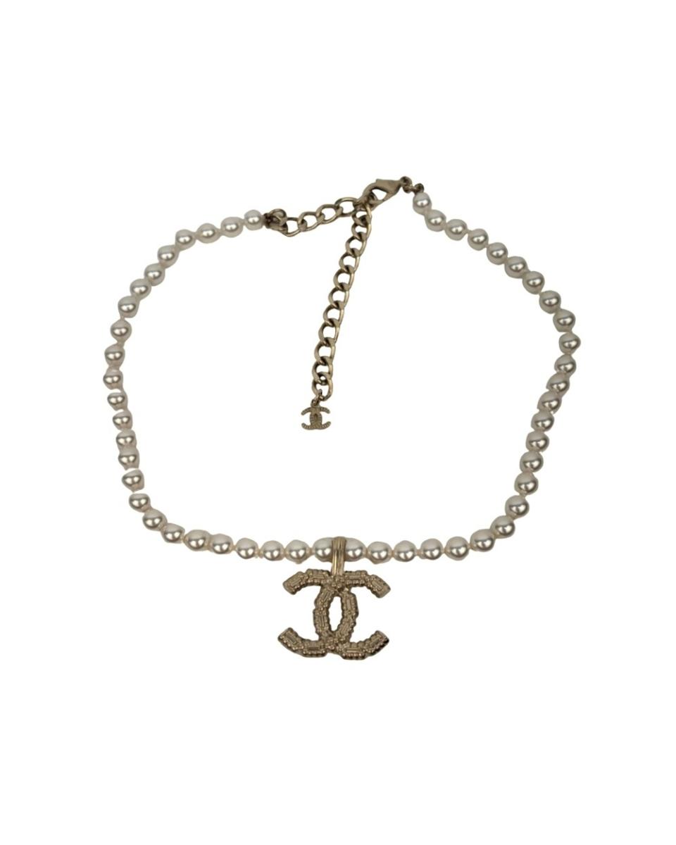 HALSKETTEN - CHANEL GLASS PEARLS CC CHOKER