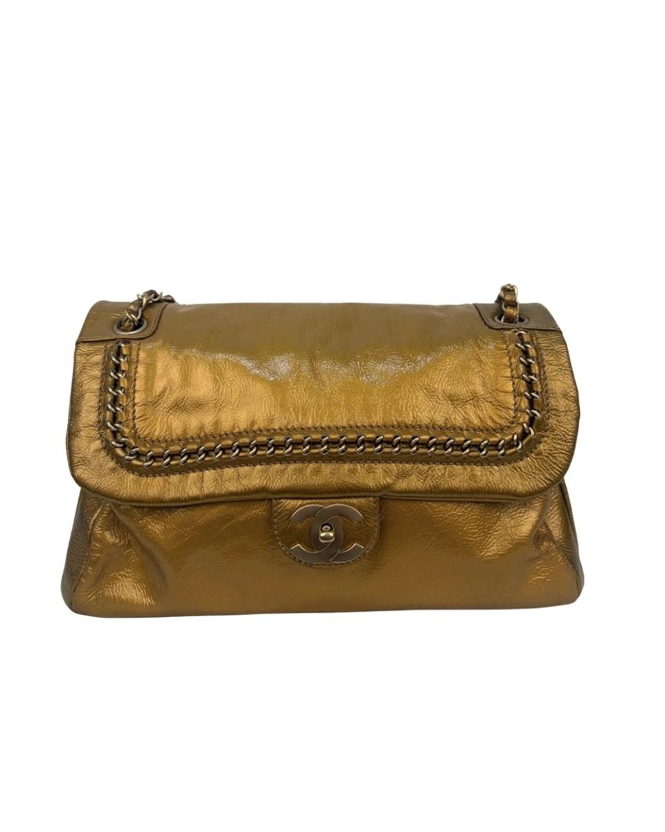 CROSSBODY & SHOULDERBAGS - CHANEL LUXE LIGNE FLAP BAG GOLD