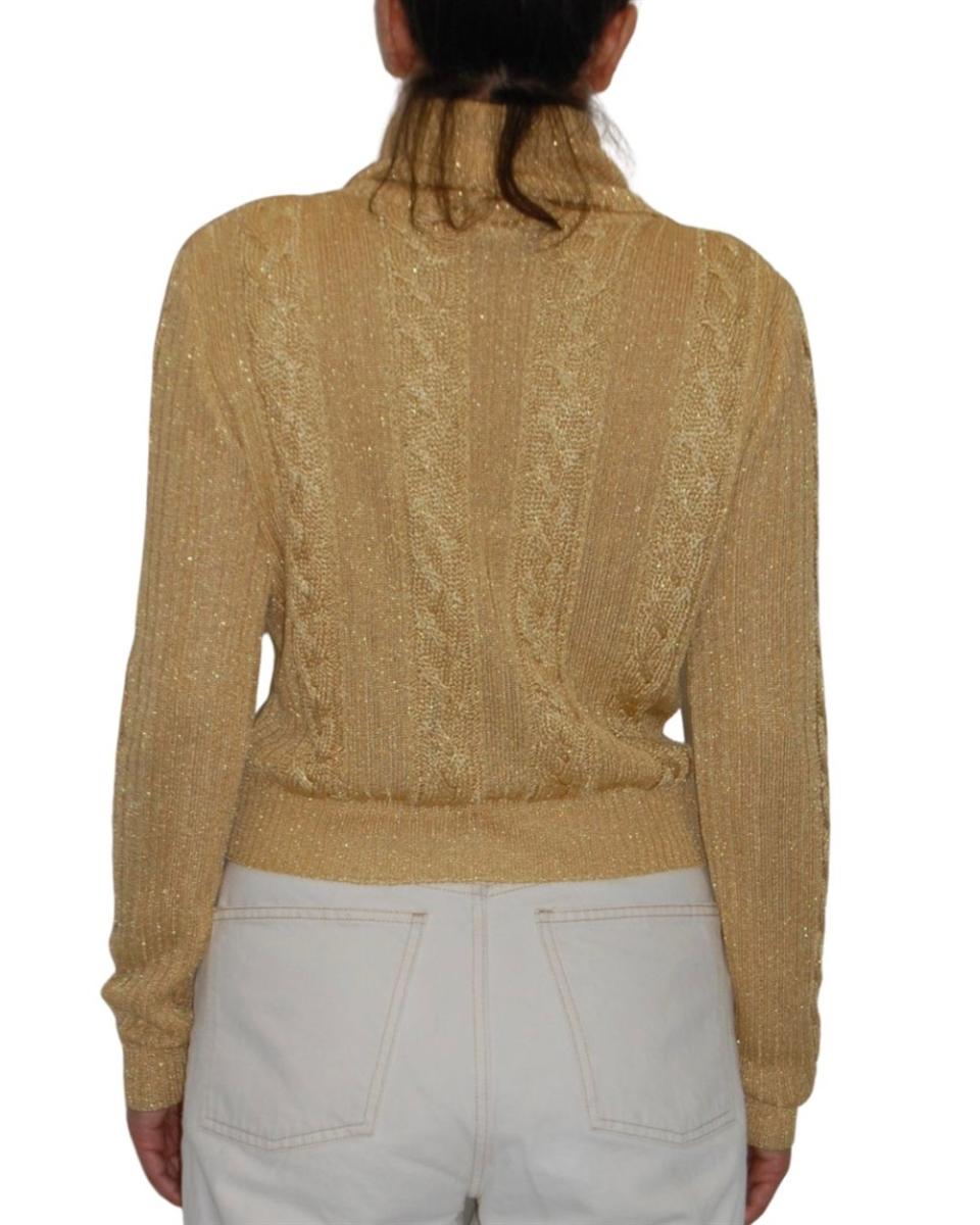 PULLOVER - GIANNI VERSACE GOLD LUREX ROLLKRAGENPULLOVER