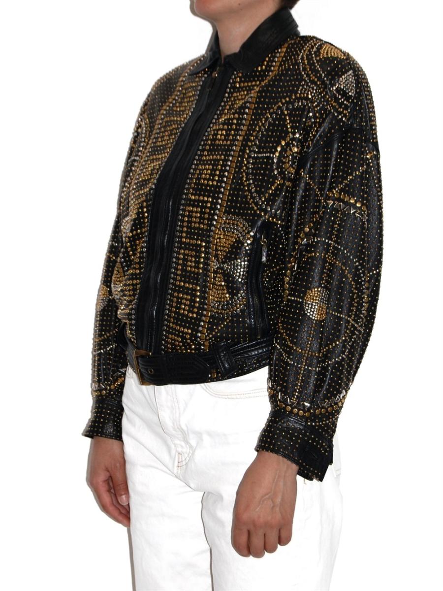 JACKEN - GIANNI VERSACE STUDDED BAROQUE LEDER JACKE