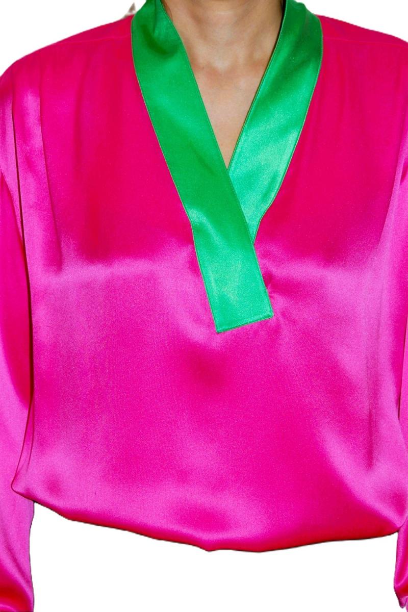 BLUSEN - UNGARO PARALLÉLE SEIDEN SATIN BLUSE PINK