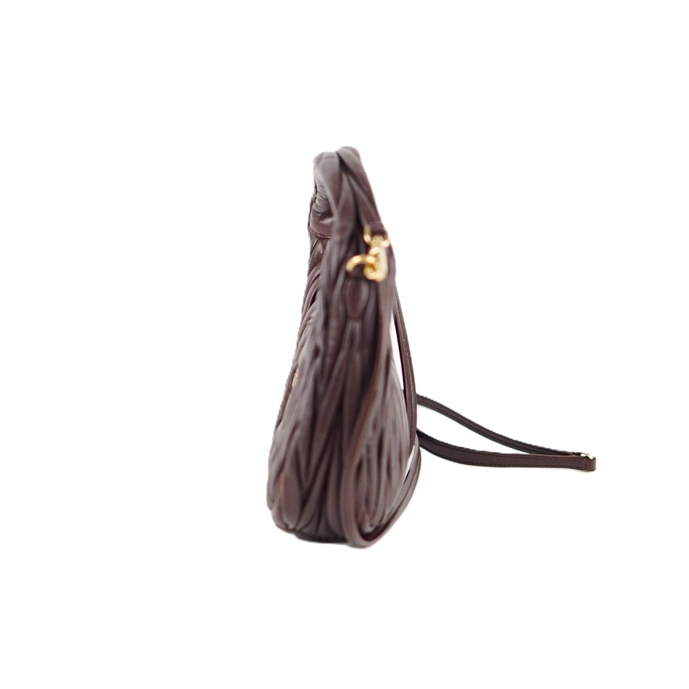 HENKELTASCHE - MIU MIU WANDER HOBO BAG MATELASSE-NAPPALEDER BRUYERE-HOLZ