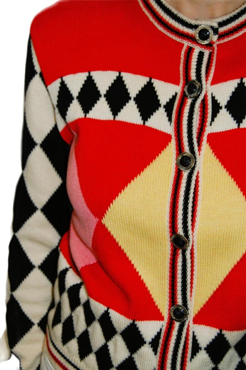 STRICKWAREN - GIANNI VERSACE HARLEQUIN DIAMOND KNIT CARDIGAN