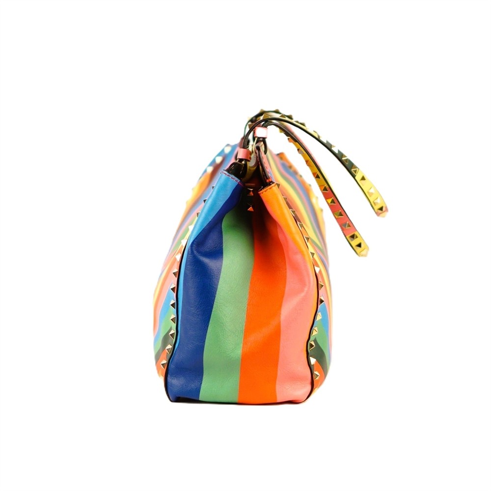 HENKELTASCHE - VALENTINO GARAVANI ROCKSTUD CHEVRON 1973 LEDER MEHRFARBIG