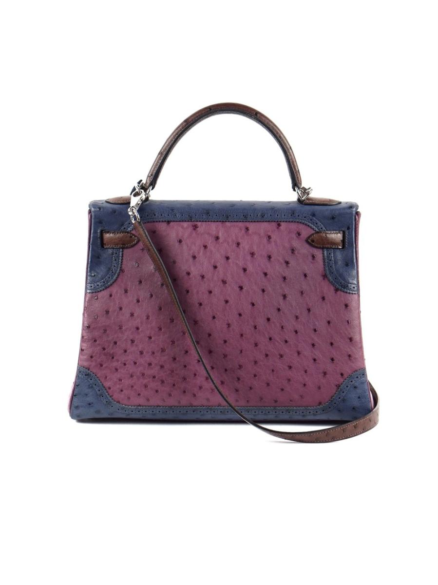 HENKELTASCHE - HERMES KELLY 32 RETOURNE "GHILLIES" TRI-COLOR STRAUßENLEDER PHW, 2013