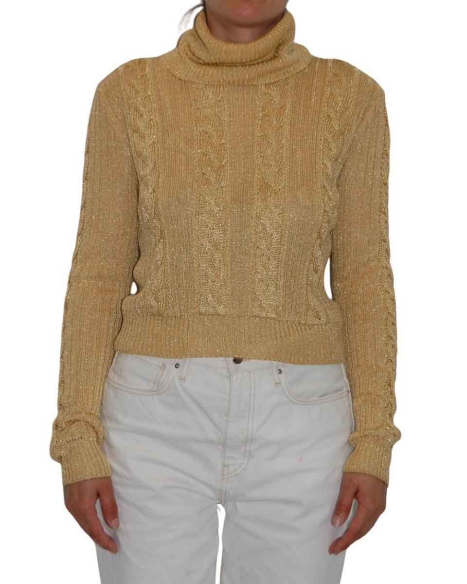 PULLOVER - GIANNI VERSACE GOLD LUREX ROLLKRAGENPULLOVER