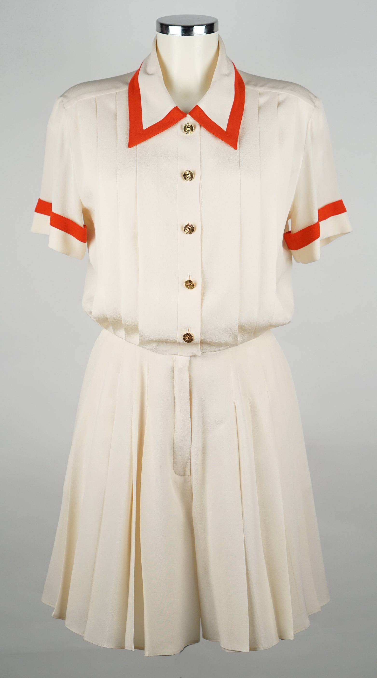 KLEID -  BEIGE ROT