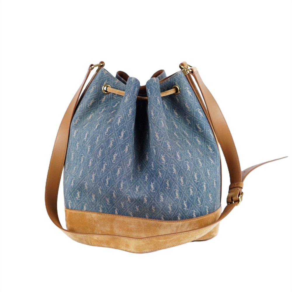 UMHÄNGE- & SCHULTERTASCHEN - YVES SAINT LAURENT MONOGRAM DENIM BUCKET BAG