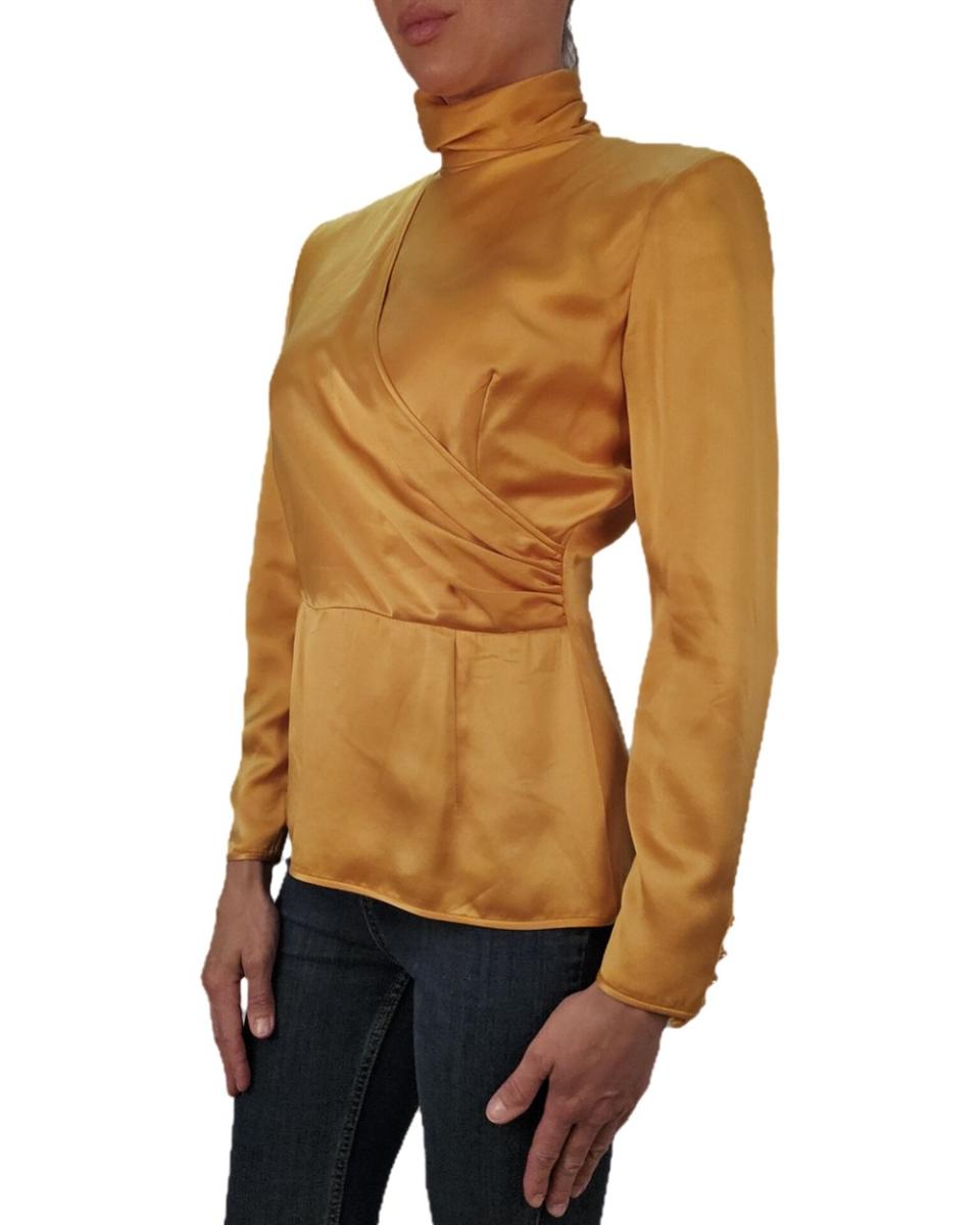 BLUSEN - VALENTINO BOUTIQUE DRAPIERTE SEIDENBLUSE GOLD