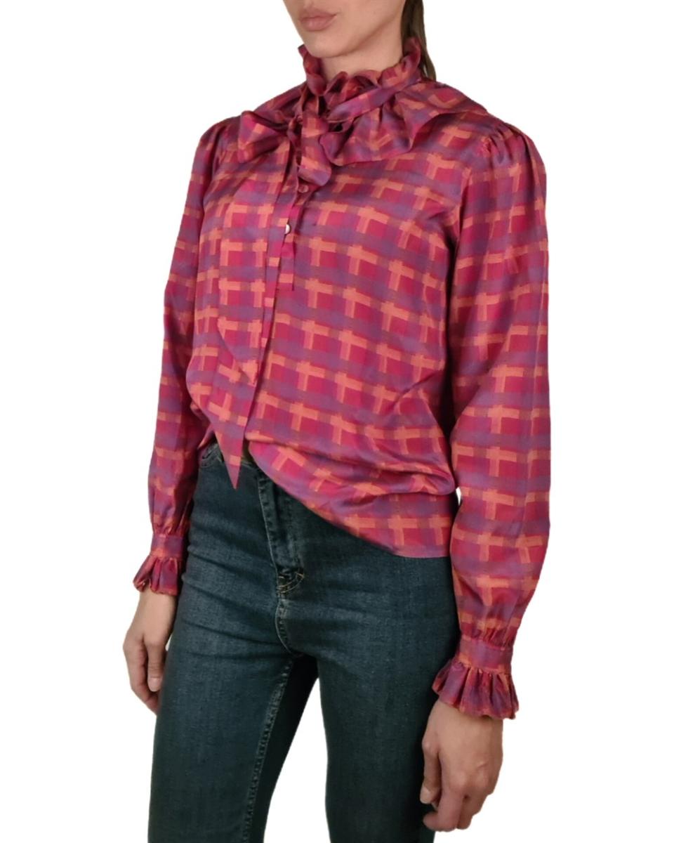 BLUSEN - SAINT LAURENT SEIDEN BLUSE KARIERT
