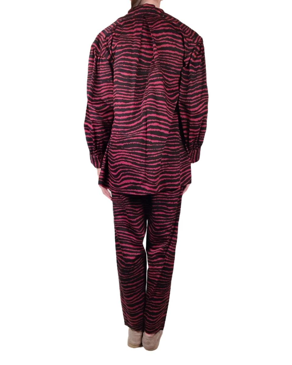 KOSTÜME - SAINT LAURENT ZEBRA PRINT 3 TEILER BLAZER/TOP/HOSE ROT SCHWARZ