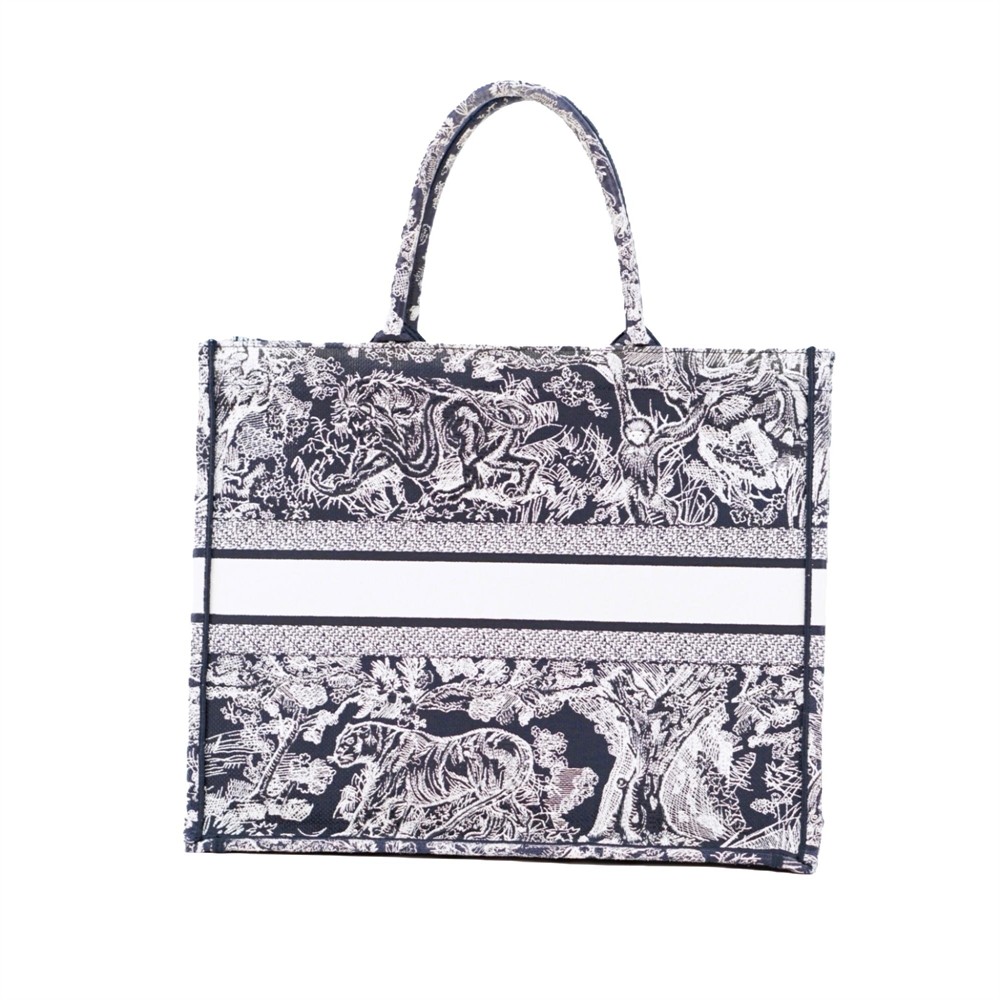 HENKELTASCHE - DIOR BOOK TOTE TOILE DE JOEY REVERSE BLAU ECRU
