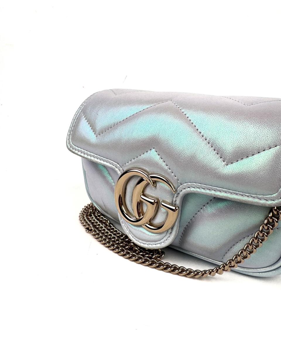 CROSSBODY & SHOULDERBAGS - GUCCI GG MARMONT MINI METALLIC BLUE