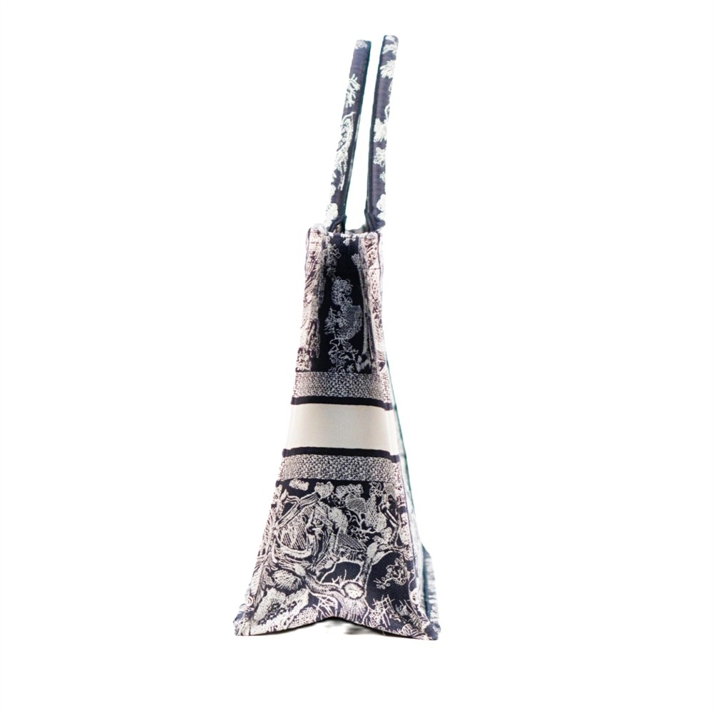 HENKELTASCHE - DIOR BOOK TOTE TOILE DE JOEY REVERSE BLAU ECRU