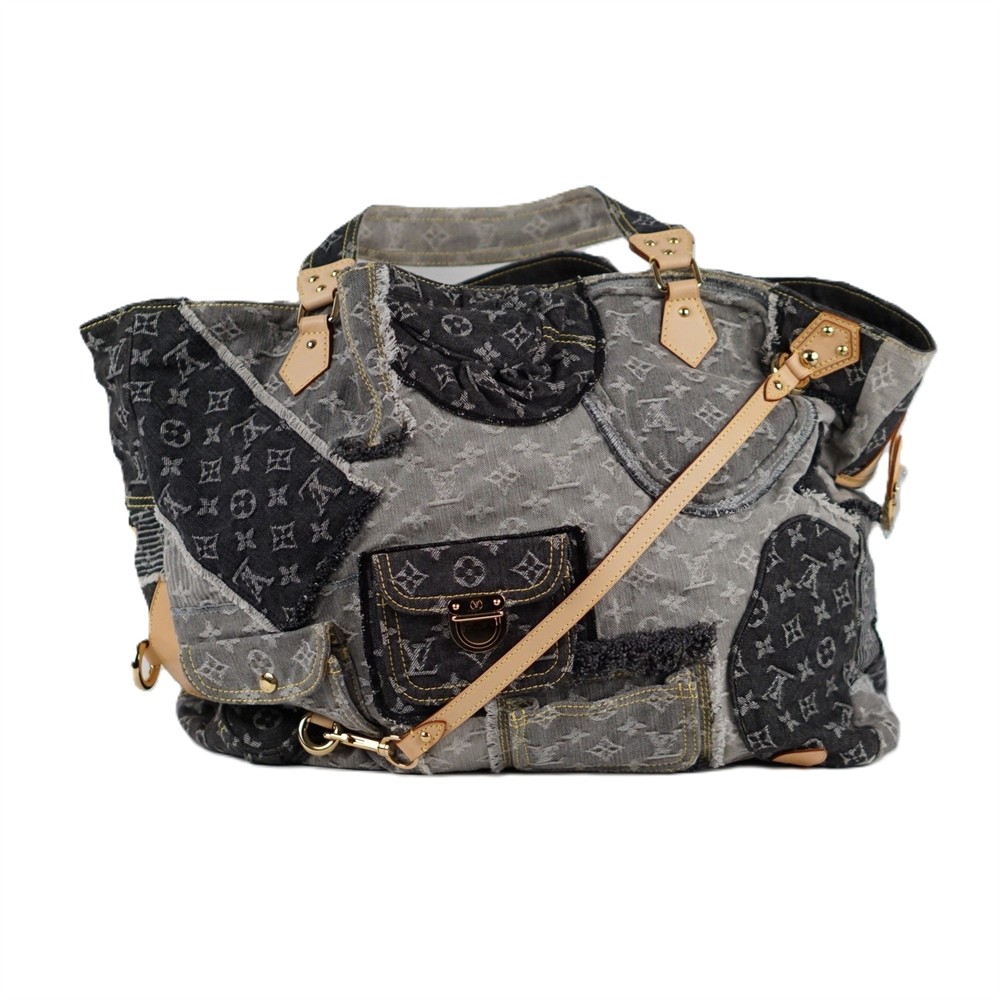 SHOPPER - LOUIS VUITTON DENIM PATCHWORK CABBY XL GRAU
