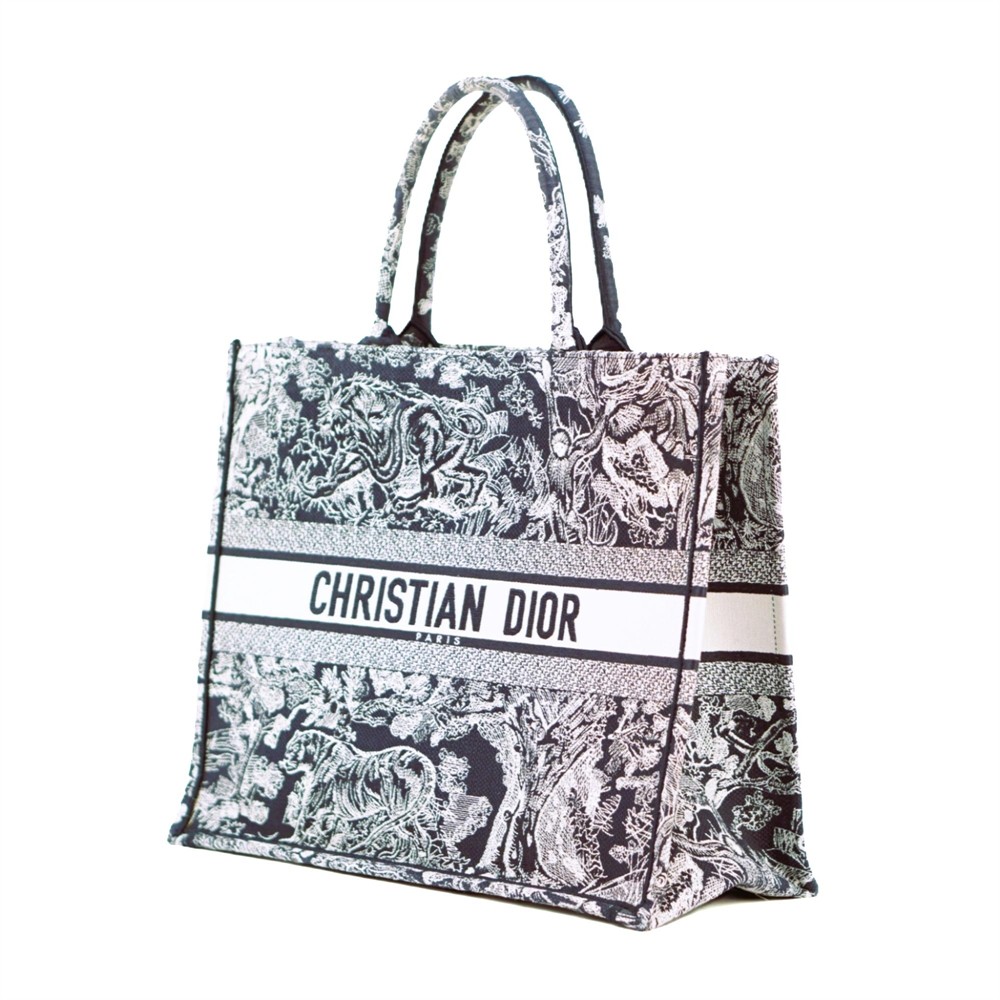 HENKELTASCHE - DIOR BOOK TOTE TOILE DE JOEY REVERSE BLAU ECRU