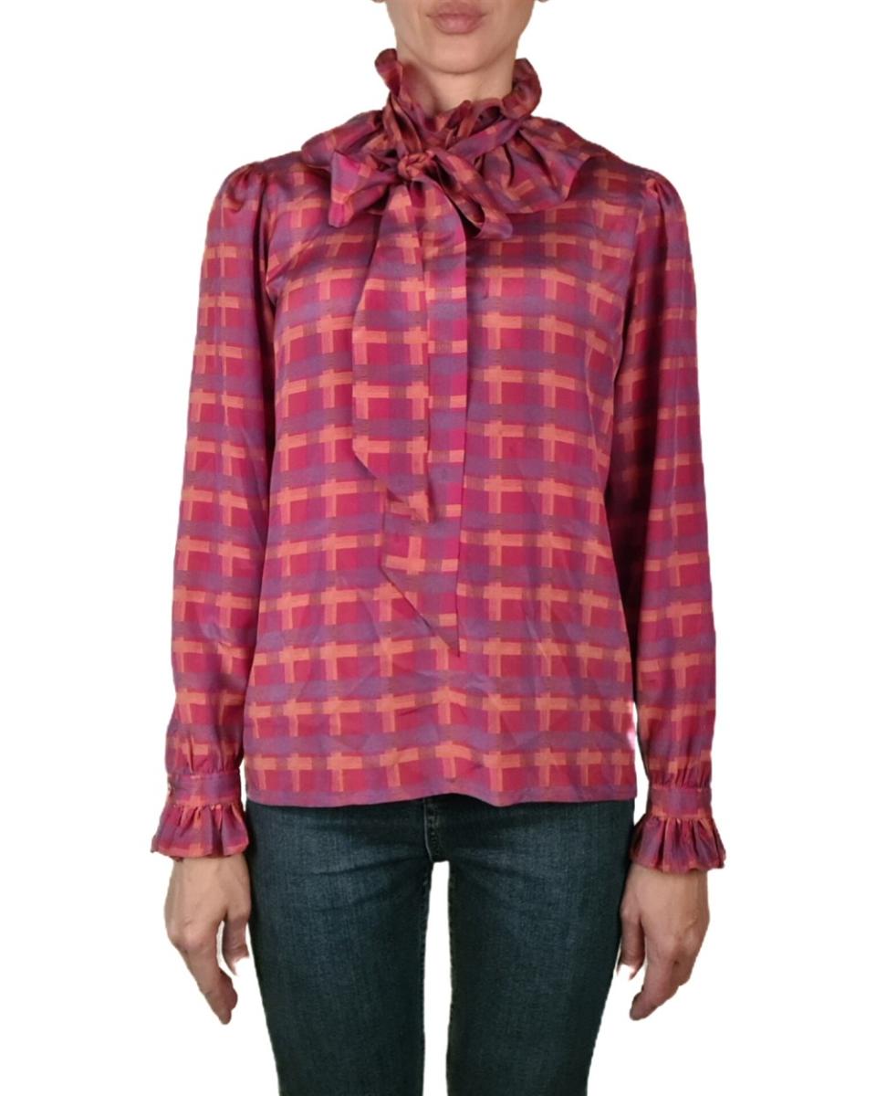 BLUSEN - SAINT LAURENT SEIDEN BLUSE KARIERT