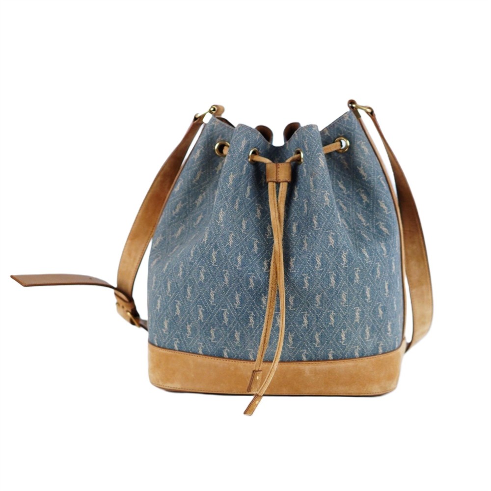 UMHÄNGE- & SCHULTERTASCHEN - YVES SAINT LAURENT MONOGRAM DENIM BUCKET BAG