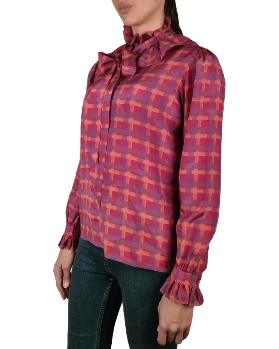 BLUSEN - SAINT LAURENT SEIDEN BLUSE KARIERT