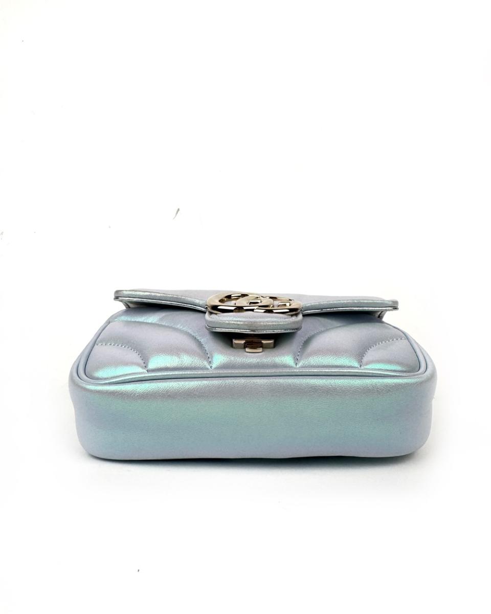 CROSSBODY & SHOULDERBAGS - GUCCI GG MARMONT MINI METALLIC BLUE