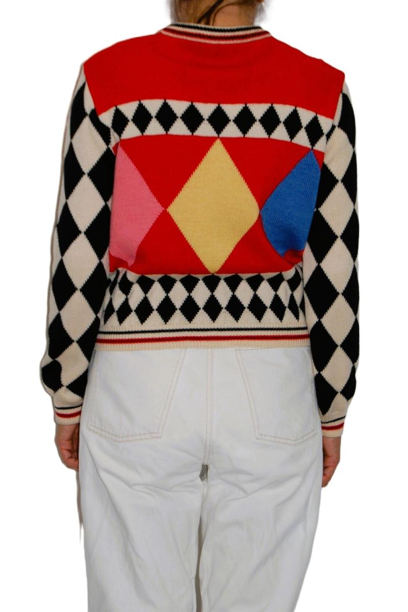 STRICKWAREN - GIANNI VERSACE HARLEQUIN DIAMOND KNIT CARDIGAN