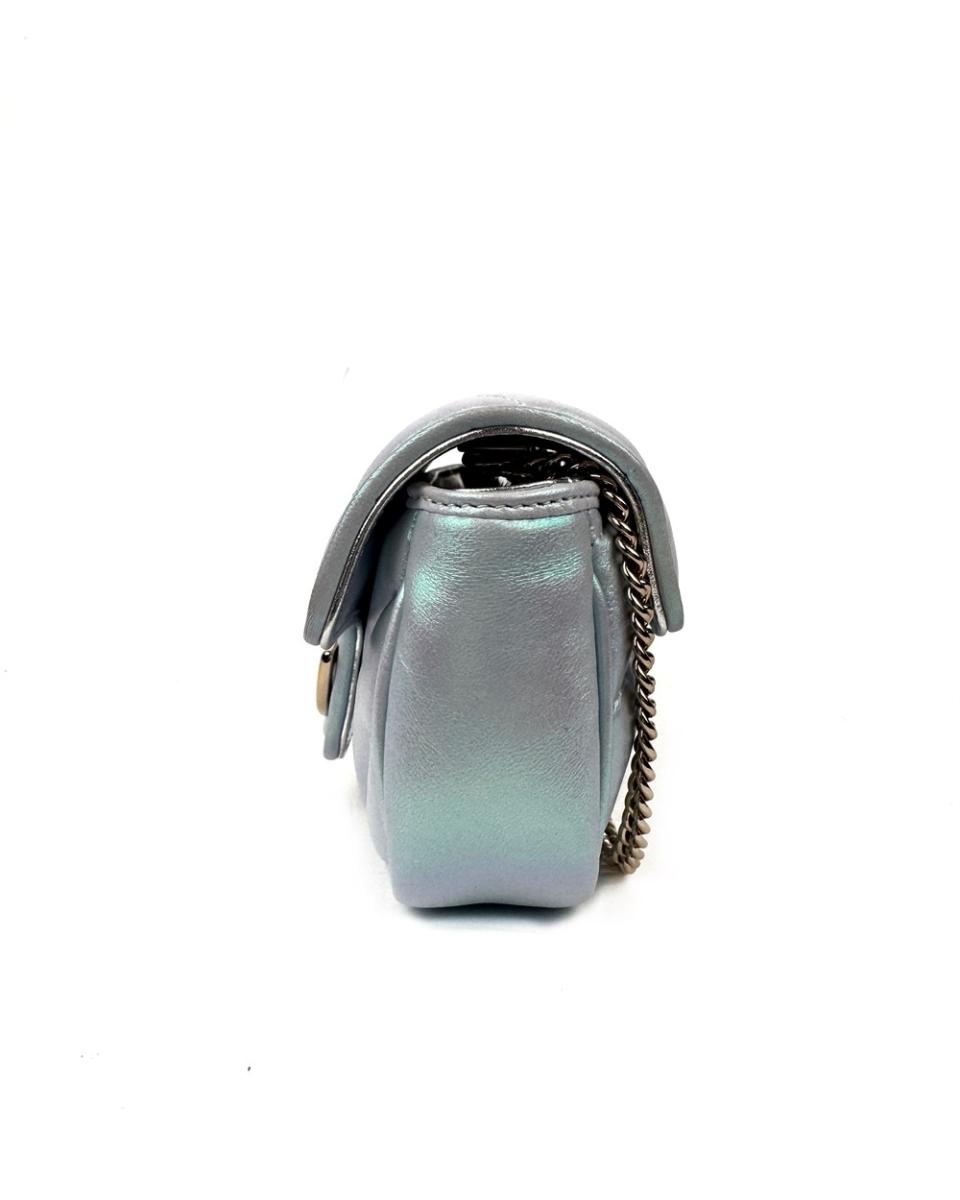 CROSSBODY & SHOULDERBAGS - GUCCI GG MARMONT MINI METALLIC BLUE