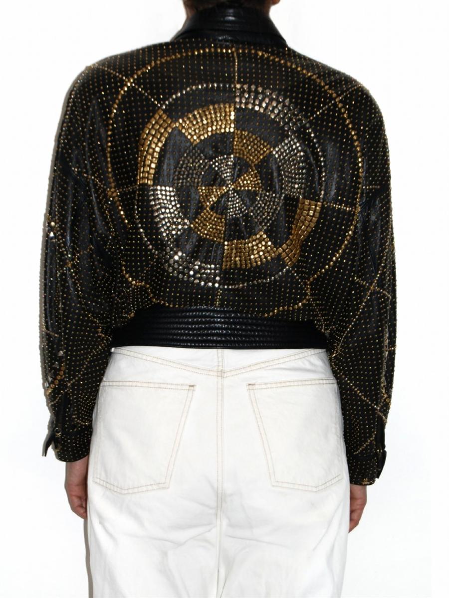 JACKETS - GIANNI VERSACE STUDDED BAROQUE LEATHER JACKET