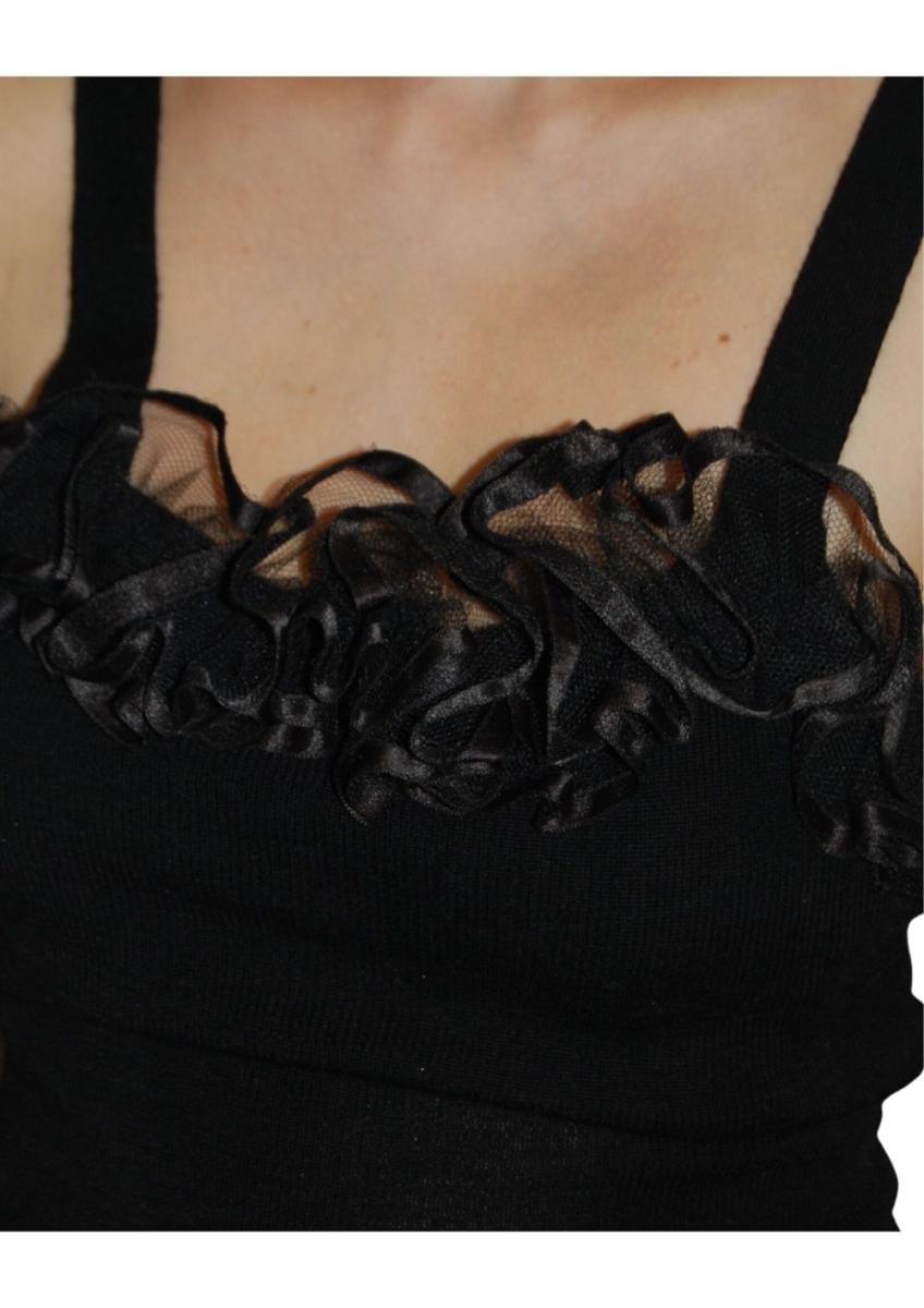 STRICKWAREN - YVES SAINT LAURENT RIVE GAUCHE RÜSCHEN TOP SCHWARZ