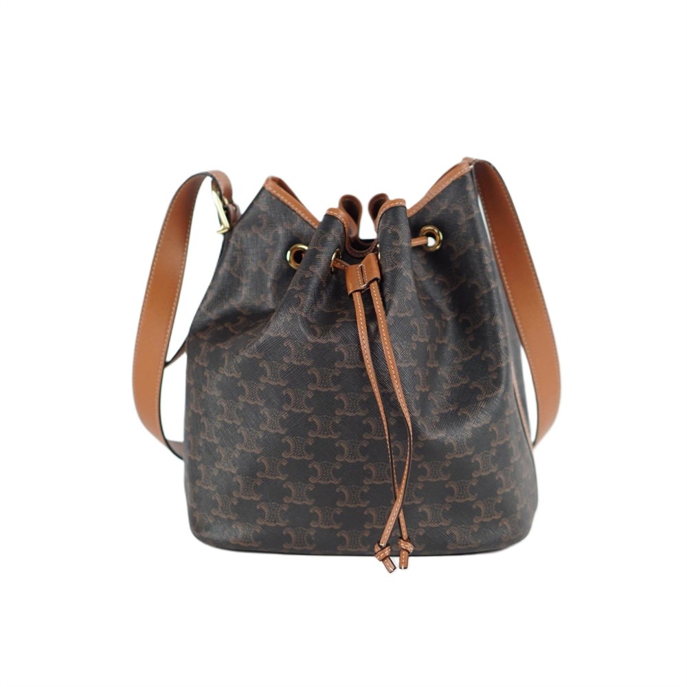 UMHÄNGE- & SCHULTERTASCHEN - CELINE TRIOMPHE BUCKET BAG TAN