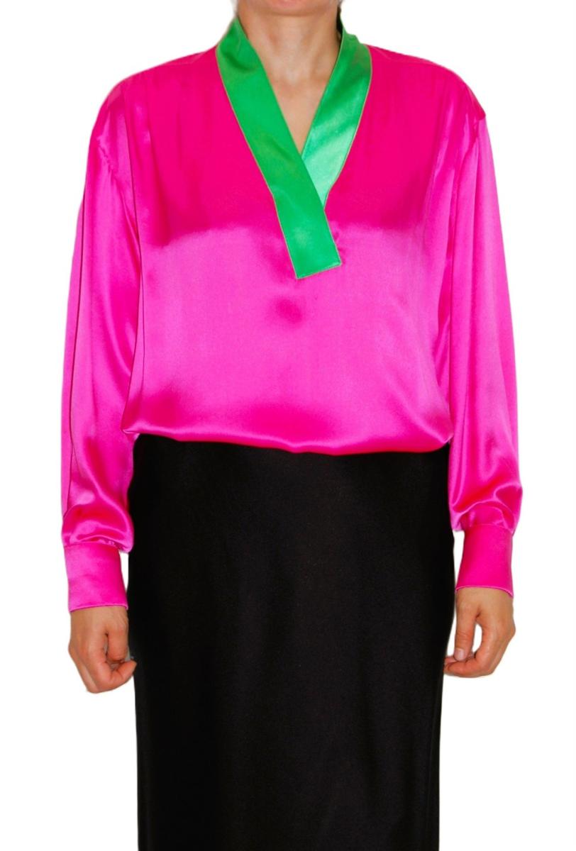 BLUSEN - UNGARO PARALLÉLE SEIDEN SATIN BLUSE PINK