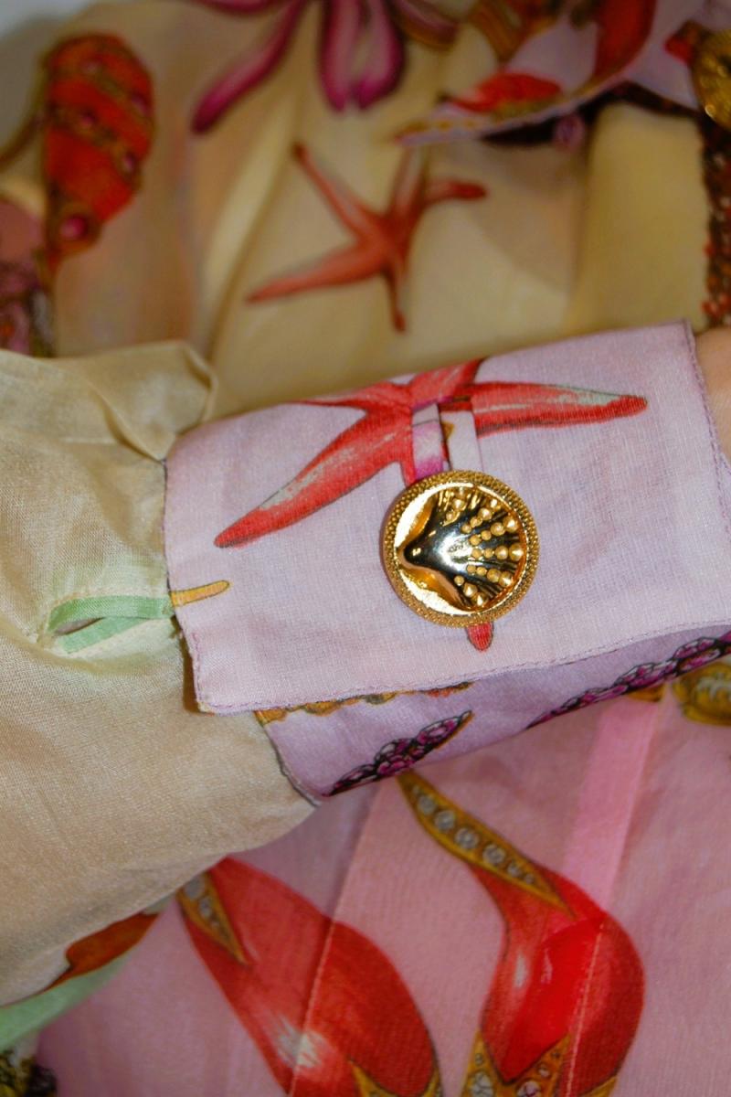 BLUSEN - GIANNI VERSACE SEA LIFE PRINT SEIDEN BLUSE